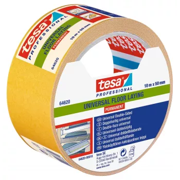 Bandă dublu adezivă pentru montaj covoare tesa 64620-00018-11, alb, 10 m x 50 mm