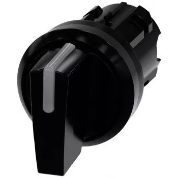 Acționare comutator selector Siemens SIRIUS ACT 3SU1002-2BN10-0AA0, 22mm, 3 poziții, cu blocare, mâner rotativ scurt, negru, iluminabil