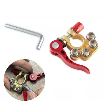 Conector rapid pentru baterie IWH 019056, clemă cu arc plus și minus, eliberare rapidă, cu șuruburi cu cap, 1 pereche