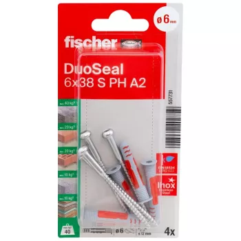 fischer DuoSeal 6 x 38 S PH TX A2 K NV Set de dibluri (4 bucăți) 557731