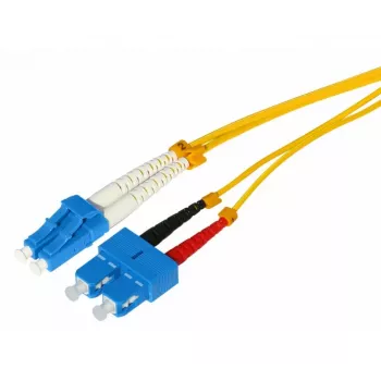 Cablu patch din fibră optică monomod OS2 Tecline HD LC Duplex la SC Duplex, 9/125 µm, galben, 3 m 799LS03