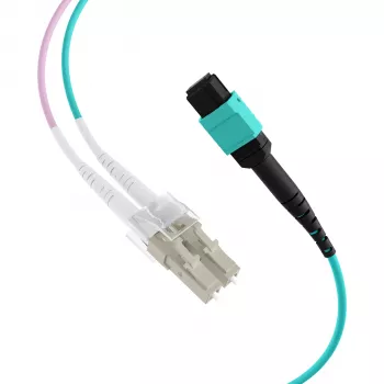 Cablu patch fan-out EFB MTP la LC 12 fibre OM3 LSZH aqua, 7,5 m MTPF12LCOM3-7,5