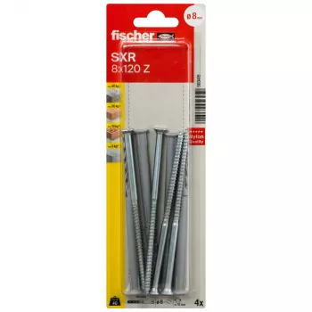 Diblu cu tijă lungă Fischer SXR 8 x 120 Z K NV cu șurub cu cap înecat (PZ), 1 set (503415)