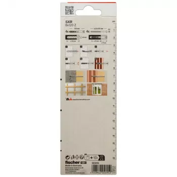 Diblu cu tijă lungă Fischer SXR 8 x 120 Z K NV cu șurub cu cap înecat (PZ), 1 set (503415)