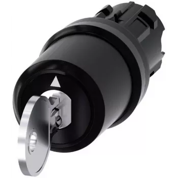 Comutator cu cheie Siemens SIRIUS ACT, 22mm, 2 poziții, cu reținere, 90°, inel frontal din plastic negru, cheie SSG10 3SU10005HJ010AA0