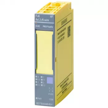 Modul de intrare analogică de siguranță Siemens SIMATIC ET 200SP F-AI 4xI (0)4..20mA HF, 4 canale, 16 biți, SIL 3, PL e, lățime 20mm, 6ES7136-6AA00-0CA1
