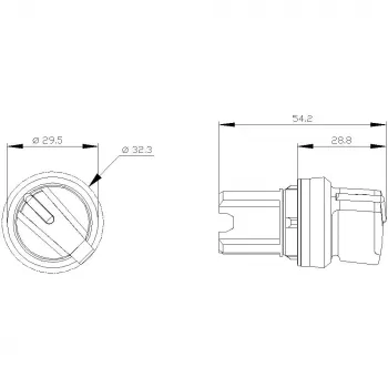 Cap comutator selector Siemens SIRIUS ACT 3SU10022BC100AA0, 22mm, 2 poziții, cu reținere, inel frontal din plastic negru, compatibil cu iluminare