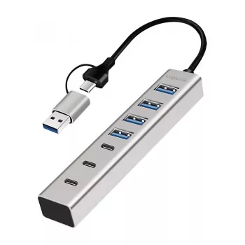 Hub USB 3.0 LogiLink, 7 porturi, 4x USB-A 3x USB-C, carcasă din aluminiu