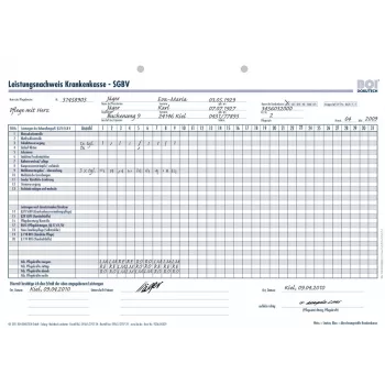 Formulare BOI Leistungsnachweis Krankenkasse SGB V, 50 file, A4, alb 9206-00329