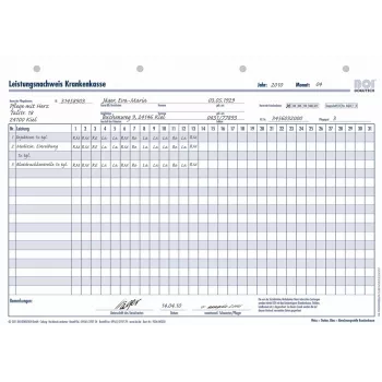 Formulare BOI Leistungsnachweis Krankenkasse, 50 file, A4, alb (9206-00350)
