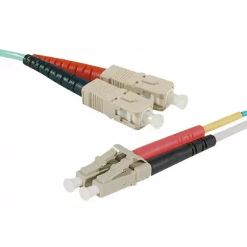 Cablu patch fibră optică EXERTIS CONNECT, 50/125 µm, OM3, SC Duplex la LC Duplex, turcoaz, 4,0 m