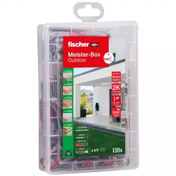 Set asortat FISCHER de dibluri și șuruburi pentru exterior și încăperi umede, 130 piese 561385
