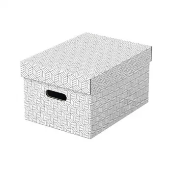 Cutie de depozitare LEITZ 628282 Home Medium, set de 3 piese, albă, carton ondulat 100% reciclat, capac detașabil, stivabilă