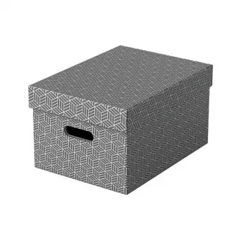 Esselte Home Storage Box M, 17.5 L, 26.5 x 36.5 x 20.5 cm, 3-Pack, White/Grey (628283)