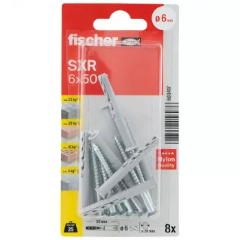 Diblu cu tijă lungă Fischer SXR 6 x 50 Z K NV cu șurub cu cap înecat (PZ), 1 set (503417)