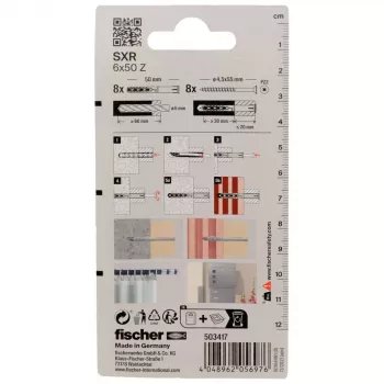 Diblu cu tijă lungă Fischer SXR 6 x 50 Z K NV cu șurub cu cap înecat (PZ), 1 set (503417)