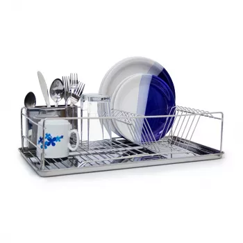 Suport de uscare a vaselor din bambus RELAXDAYS cu suport pentru tacâmuri, pliabil, natural 10018778_0