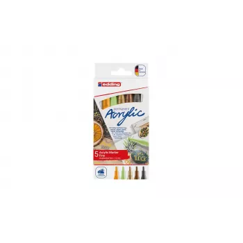 Set markere acrilice Edding 5300, vârf fin, 5 culori asortate 4-5300-5S-1
