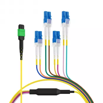 Cablu trunk EFB Elektronik MPOF08LCOS2-10 MPO-PLUS/APC(F) la LC OS2 8 fibre, tip B, LSZH galben, 10m