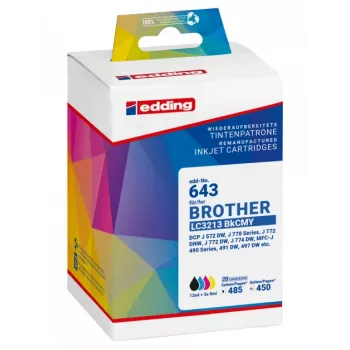 Multipack cartușe de cerneală Edding 18-643 compatibile pentru Brother LC3213 - negru, cyan, magenta, galben (4 buc.)