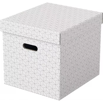 Set de 3 cutii de depozitare LEITZ Home Cube, alb, carton ondulat 100% reciclat, capac detașabil 628288