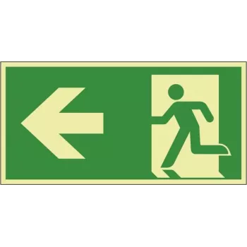 HEIN Industrieschilder 47299 Emergency Exit Sign, Escape Route Left, ASR A1.3, Plastic, 300x150 mm, Green/White
