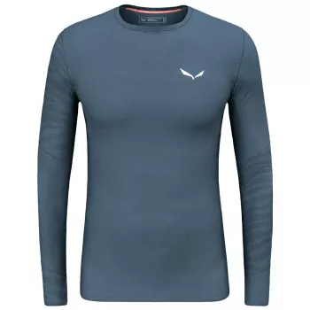 Tricou cu mânecă lungă Salewa Cristallo Warm Amr pentru bărbați, merino, strat de bază - Dark Denim, mărimea M