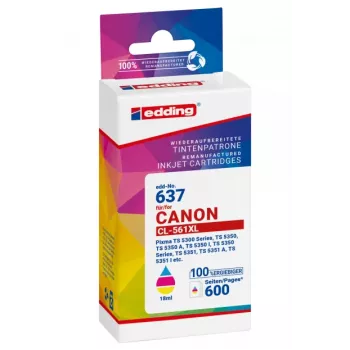 Cartuș de cerneală tricolor EDDING EDD-637 compatibil cu Canon CL-561XL (randament ridicat, 12,8 ml, 300 pagini)