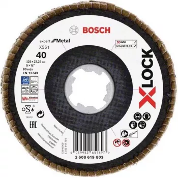 Disc de tăiere Bosch Expert for Inox X-LOCK, 125 x 1,0 mm, oțel inoxidabil, 1 bucată, 2608619803