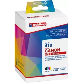 Set de cartușe de cerneală compatibile Edding 18-410-01 pentru Canon PGI-5BK & CLI-8 (negru, cyan, magenta, galben)