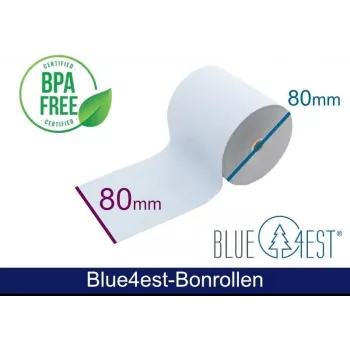 Rolă de hârtie termică ecologică ARTDEV Blue4est® 80mm x 80m, miez 12mm, albastru, 52g, arhivare 35 de ani, fără BPA ADT808012-BT-BLUE4EST-55
