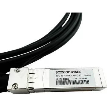 Cablu pasiv Direct Attach Breakout BlueLAN LSWM1QSTK3-BL 40GBASE-CR4 QSFP la 4x10GBASE-CR SFP+, 1m, AWG30