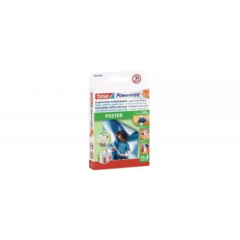 tesa 58003 Powerstrips Benzi adezive pentru postere, 60 bucăți, alb, montaj fără deteriorare 58003-00500-04