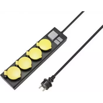 Prelungitor cu întrerupător SYGONIX RF-4737806, 6 prize Schuko, cablu 1,5 m, negru/galben