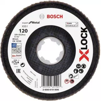 Disc de șlefuit Bosch Accessories 2608619806 Expert for Inox X-LOCK, 125 mm, granulație 60, 1 bucată