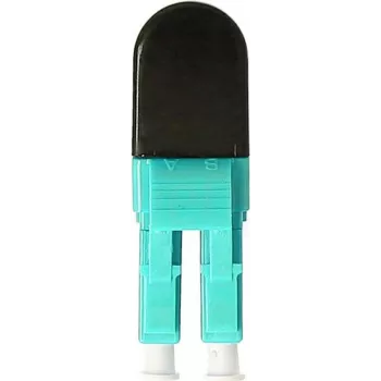 Adaptor loopback din fibră optică multimod BLUELAN BlueOptics OM3 LC/UPC duplex, aqua, ferulă ceramică, de la -40°C la +85°C BOLBLCOM3