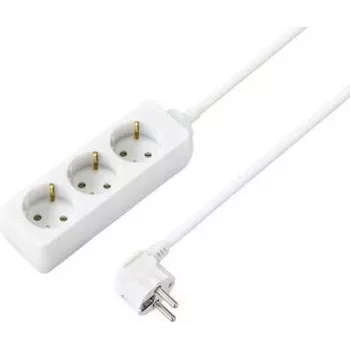 Prelungitor SYGONIX SY-4890980 cu 6 prize Schuko, alb, cablu 1,5 m, fără întrerupător, cu protecție pentru copii