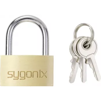 Lacăt din alamă Sygonix SY-5045288 29,8 mm cu chei diferite auriu-galben