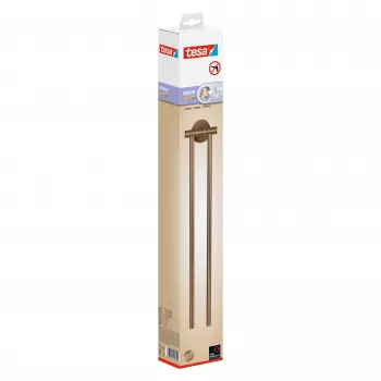 tesa MOON BRONZE Swiveling 2-Bar Towel Holder, Self-Adhesive, Metal, Bronze Look, 6 kg Load 40602-00000-00