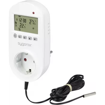 Ștecher termostat universal Sygonix cu program săptămânal, 1 până la 70 °C, 3680 W, Schuko (SY-5372566)