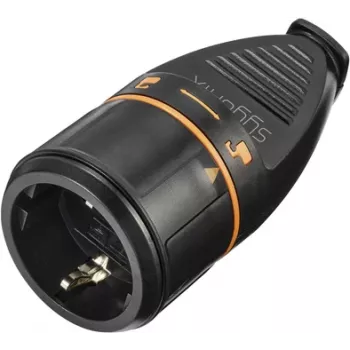 Sygonix SY-5597566 Schuko Coupling, Plastic, 250 V AC, Black/Orange