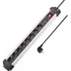 Prelungitor cu protecție la supratensiune SYGONIX SY-4755614, 6 prize Schuko, argintiu/negru