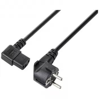 Sygonix SY-5243882 IEC C13 Power Cable, CEE 7/7 Angled Schuko to IEC C13 Socket, 3 m, Black