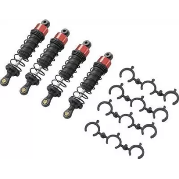 Reely 1:10 Aluminium Oil Pressure Shock Absorber Red (Metallic) with Black Springs 80 mm 1 pc (RE-7409277)