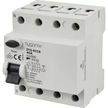 Întrerupător diferențial Sygonix SY-6438022 4 poli 40 A 300 mA tip A 400 V 10 kA