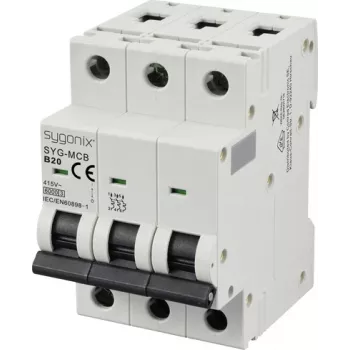 Întrerupător automat modular 3 poli Sygonix SY-6440996 B20 20A 415V AC 6kA șină DIN
