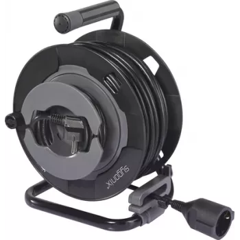 Tambur de cablu Sygonix SY-6618486 cu 4 prize Schuko, cablu 25 m, negru