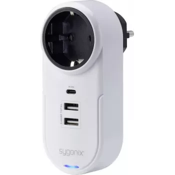 Ștecher intermediar cu USB Sygonix SY-4512996, alb