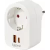 Adaptor priză Sygonix SY-6713236 cu 2 porturi USB, tip F, 3680 W, alb