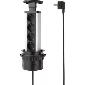 Prelungitor de birou SYGONIX SY-4737792 cu 8 prize Schuko și 2 porturi USB, negru/argintiu